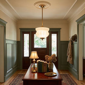 Suspension moderne en laiton, style nordique, pour îlot de cuisine ou entrée, avec verre côtelé, design Marlo, luminaire décoratif - Product Image 3