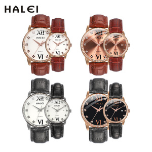 HALEI – montre à Quartz originale pour femmes, bracelet en cuir avec chiffres romains, cadran élégant avec échelle en diamant, mouvement japonais, vente en gros - Product Image 5