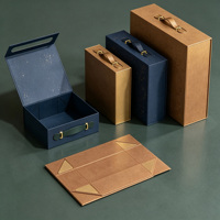 Nouvelle boîte pliante magnétique en papier avec grand logo personnalisé, emballage de luxe en carton rigide pliable, boîte cadeau avec ruban