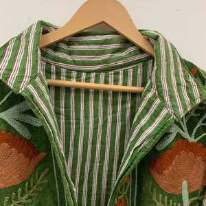 Handmade Embroidered <b>Vintage</b> Woven Velvet Suzani <b>Bomber</b> <b>Jacket</b> Front Lace Button Animal Print Breathable Eco-Friendly Cotton - Product Image 6