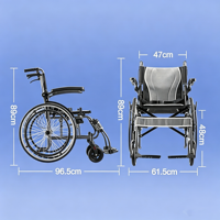 Silla de Ruedas Manual de Aluminio Súper Ligera y Plegable, Ayuda de Movilidad Compacta y Pequeña, Carrito de Empuje Manual Exclusivo para la Movilidad Diaria de Personas Mayores