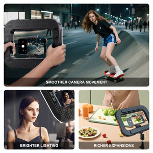 مصباح حلقي محمول قابل لإعادة الشحن يُمسك باليد مع إضاءة <span class=keywords><strong>LED</strong></span> قابلة للتعديل لتعبئة الضوء للصور الشخصية والبث المباشر والتصوير الفوتوغرافي مع حافظة بلاستيكية - Product Image 4