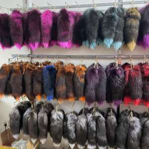 พวงกุญแจยาวขนสุนัขจิ้งจอกแท้ขนาด40ซม. พวงกุญแจแบบยาวขนาดใหญ่สำหรับเด็กผู้หญิงน่ารักคอสเพลย์เครื่องประดับสำหรับเสื้อผ้า - Product Image 2