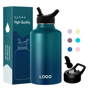 Manufacturer Custom Logo 40 Oz 64oz Leakproof Insulated Thermos Flask Stainless Steel Water Bottles With Lids