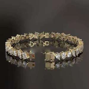 Bracelet en diamant de laboratoire de qualité supérieure pour femmes, coupe ronde brillante, élégant, or blanc, or rose, argent, bijoux - Product Image 2