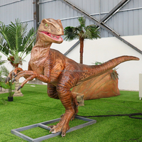 250610 Dinosaure mécanique animatronique géant Velociraptor en fibre de verre et métal, équipement de terrain de jeu intérieur pour centre commercial d'aventure