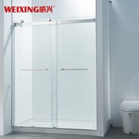 Cabine de douche en verre trempé en acier inoxydable chromé de haute qualité Double porte de douche coulissante sans cadre
