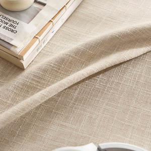 Tovaglia Rettangolare Beige Effetto <span class=keywords><strong>Lino</strong></span> Lavabile Larghezza 140cm <span class=keywords><strong>per</strong></span> Arredo <span class=keywords><strong>Tavola</strong></span> <span class=keywords><strong>da</strong></span> Esterno - Product Image 3