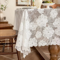 Dentelle brodée en polyester, garniture blanche légère, pour mariage, fête, maison, extérieur, nappe, nappe florale blanche faite à la main