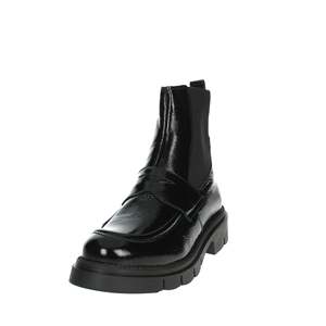 Bottines basses pour femmes en cuir verni noir à semelle épaisse, bottines tendance - Product Image 6