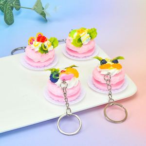 Cake Keychains for Women Men Girls DIY Material 3D Cute Cartoon Food <b>Key</b> <b>Chain</b> - Product Image 2