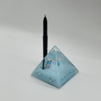 Boîte cadeau personnalisable en acrylique en forme de pyramide pour papier huilé liquide, figurine flottante, décoration de bureau