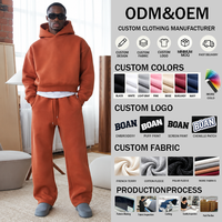 Ensemble de survêtement unisexe personnalisé en gros, 100 % coton, design basique vierge, comprenant un sweat à capuche oversize et un pantalon de jogging pour hommes
