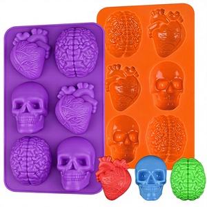 Naike Brain+Heart+Skull Halloween Human Organ Silicone Cake Molds 2 Pack Reusable Oven Safe for Jello Chocolate Brownies & <b>Soap</b> - Product Image 2