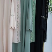Produsen Yibaoli Gaun Panjang Arab Dubai Elegan untuk Idul Fitri, Gaun Muslim Bordir, Model Abaya Terbuka Nida, Desain Terbaru