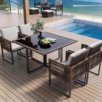 Ensemble de table et de chaises de jardin pour l'extérieur, adapté pour la terrasse, le jardin, la piscine