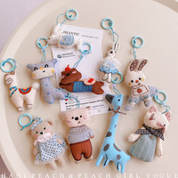 Porte-clés en peluche 3D en forme d'animal mignon, girafe, chaton de dessin animé, durable, écologique, personnalisable, accessoires pour clés de voiture