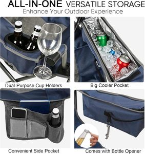 Chaise de pêche portable pour l'extérieur et les voyages avec accoudoirs rembourrés, sac de rangement, porte-gobelet, chaise pliante pour le camping, la plage et la pêche à la ligne - Product Image 3