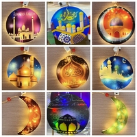 Ornements muraux suspendus à LED sur le thème de l'islamisme arabe, lettres décoratives Ramadan Kareem Eid Mubarak, lumières