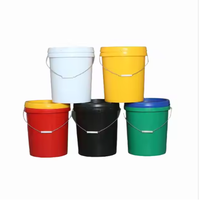 Seau en plastique PP cylindrique personnalisé de 1 à 25 L, étanche, durable, écologique, recyclable, avec couvercle, logo personnalisé, multicolore