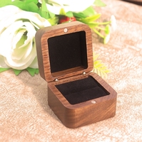 Bagues de couple carrées de 55MM, boîte à bagues de proposition, boîte en bois de noyer noir, bague de mariage en diamant, emballage cadeau de bijoux