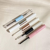 Tubes de brillant à lèvres et de laque à lèvres en PET multi-sections à double embout avec bouchon et pinceau, scellables, 2,5 ml*2, Matériaux d'emballage cosmétique