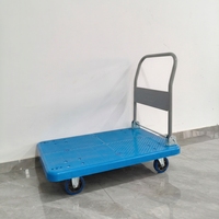 Carretilla de Mano Plegable de Plástico PP Azul, de Gran Capacidad de Carga, para Supermercado, Transporte de Mercancías