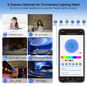Tira de luces <span class=keywords><strong>LED</strong></span> inteligente <span class=keywords><strong>WiFi</strong></span>, tira de luces RGB, controlador 5050, sincronización de música, micrófono, sonido, cambio de Color, aplicación de vida inteligente, Control remoto - Product Image 6