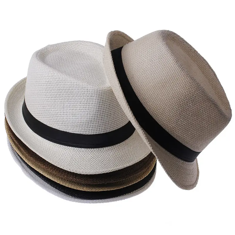 Summer Sun Hat Men Straw Top Hat Jazz Hat