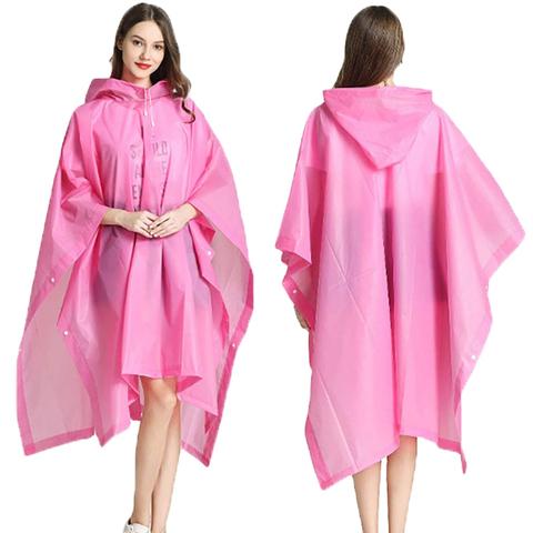 Pink Waterproof Rain Ponchos for Girls Reusable Adult Rain Coat