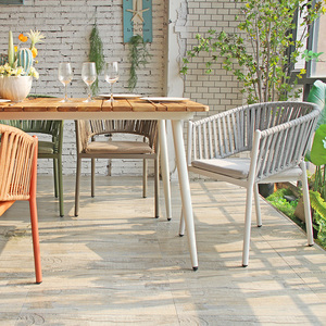 Modische Freizeit-Café-Stuhle nordisch stapelbar im Freien Seilgewebe-Stuhl Garten-Esstuhl - Product Image 6