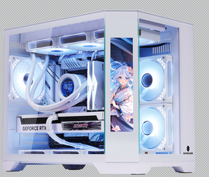Boîtier <span class=keywords><strong>PC</strong></span> MicroATX en métal WJCOOLMAN Dreamer <span class=keywords><strong>PLUS</strong></span> avec écran secondaire, vue panoramique, compatible refroidissement liquide 360, en stock - Product Image 5