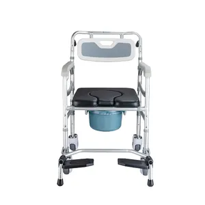 Aluminium Alloy Bathroom Wc Toilet Piss Toilet Rolling Commode Disabled Bath Commode Shower Chair For The Elderly