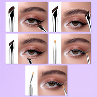 Ensemble professionnel de 5 pinceaux de maquillage multifonctionnels en poils synthétiques, pinceau triangulaire angulaire pour le contour du nez, pinceau de voyage pour les yeux