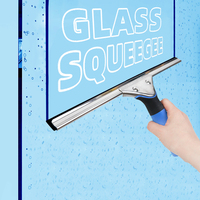Escobilla de goma para ventana de vidrio, limpieza de ventana de coche, limpieza directa de fábrica, escobilla de goma para ventana de ducha de acero inoxidable personalizada, mango largo
