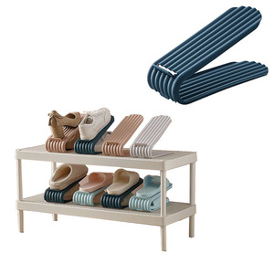 실용적인 낮은 가격 뜨거운 판매 접이식 조절 높이 플라스틱 신발 랙 스토리지 랙 신발 신발 랙 주최자 - Product Image 1