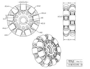 Roda Direcional Omni de Nylon-Borracha Dupla de 100mm 14041 - Product Image 4