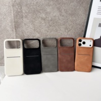 Funda de Teléfono de Piel Sintética de Cordero con Tacto de Piel para iPhone 18 Pro Max, Funda de Teléfono Simple y Ejecutiva para iPhone 17 16 15 14 13 con Ranura para Tarjetas