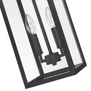 2灯7英寸黑色吊灯，带透明玻璃悬挂现代户外吊灯，带双E12底座插座门厅入口门廊 - Product Image 5