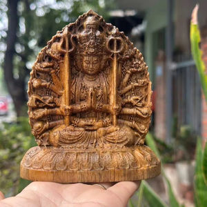 Estatua de Buda Tallada a Mano en Madera Natural Sólida, Escultura Budista Hecha a Mano, Decoración para el Hogar o Templo, Meditación - Product Image 1