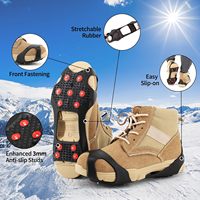 Crampons d'urgence anti-glace et antidérapants pour la neige, forte adhérence, 11 crampons en acier pour chaussures et bottes, pour la marche sur neige et glace