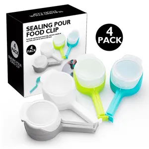 Convenient New Design Seal Pour Food Storage Bag Clips Sealing Clips with Pour Spouts Lid