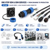 SP16SF IP68 Quadratischer Flansch-Wasserdichter Luftfahrtstecker mit 2 3 4 5 7 9 10 Pin Lötanschluss 15A 400V Kabelstecker CE RoHS