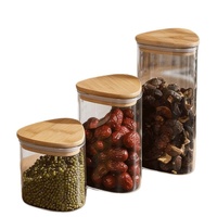 Pot de conservation alimentaire en verre hermétique design avec couvercle en bois pour cuisine, garde-manger, thé, café en grains, épices
