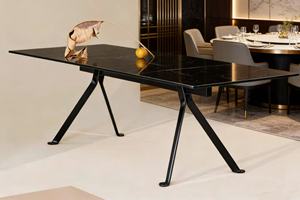 <span class=keywords><strong>Table</strong></span> à manger rectangulaire moderne personnalisable en verre trempé transparent, portable, idéale pour appartements et hôtels – Offre Spéciale - Product Image 2
