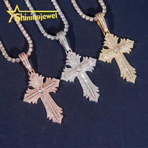 ラッパージュエリービッグサイズアッシャーカットセンターストーンMoissaniteヒップホップペンダントクロスアイスアウトペンダント宗教ジュエリー - Product Image 5