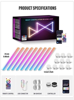 12 pièces LED Tuya Smart Life Smart Rgbic Lighting Creative Home Room Decoration Diy Splicing Atmosphere Night Light Wifi Wall Light