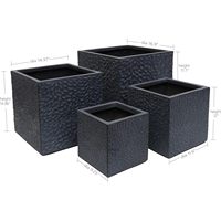 Set Pot Tanaman Persegi Modern Mdj Pottery 4 Buah Berlapis Glasir (16.9+14.37+11.6+9.25 Inci) dengan Lubang Drainase untuk Rumah & Taman