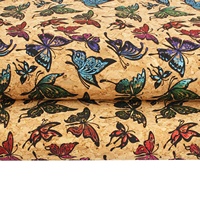 Iridescent arc-en-ciel papillon Portugal tissu de liège cuir 0.4mm végétalien écologique pour chaussures en liège et sacs à plate-forme