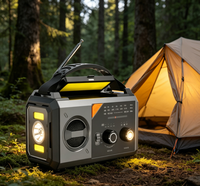 Radio portable AM/FM/WB avec antenne, alimentation solaire, charge manuelle et charge USB ; compatible avec les écouteurs, 20000 mAh